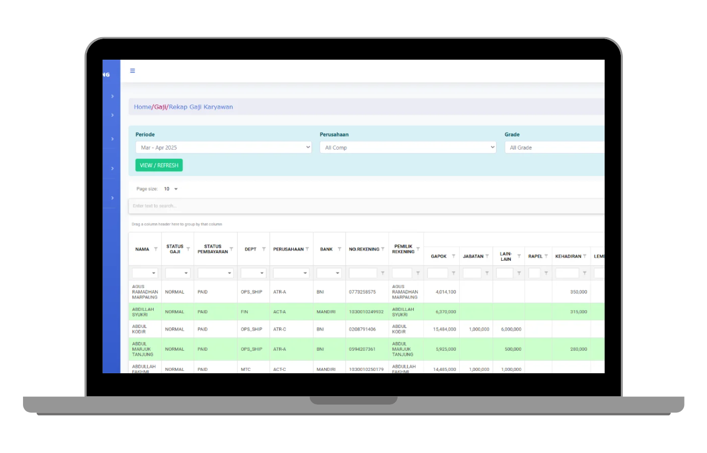 Payroll Ledger Interface